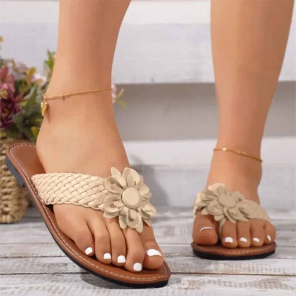 Sandale cuir tressé femme